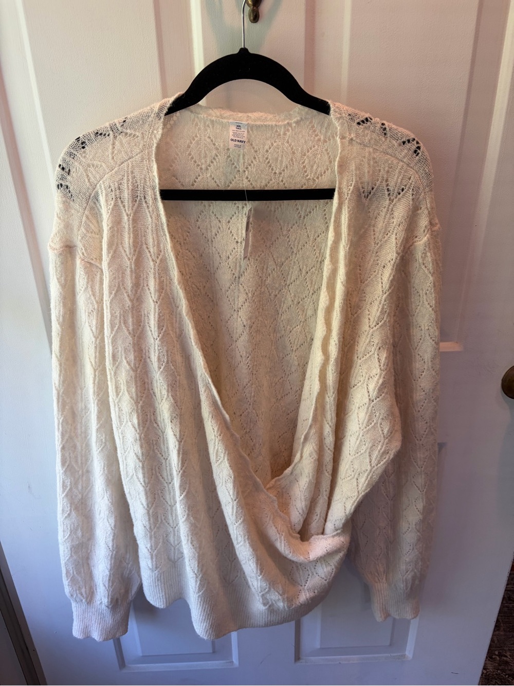 Old Navy Cream Open-Front Crochet Cardigan